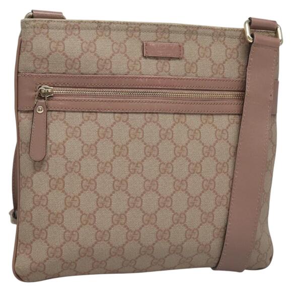 GUCCI GG Supreme Shoulder Bag Pvc Beige Pink Gold - Picture 1 of 16